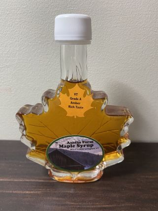 Vermont Maple Syrup in glass Maple Leaf