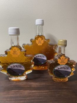 Vermont Maple Syrup in glass Maple Leaf