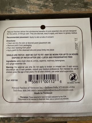 Natural Patches of Vermont - Muscle & Joint Comfort