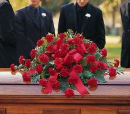 Red Regards Casket Spray
